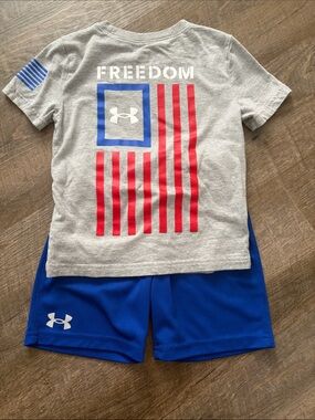 Under Armour Gray Tee with Royal Blue Shorts